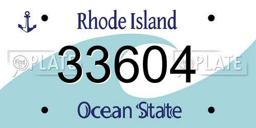 33604 Rhode Island License Plate