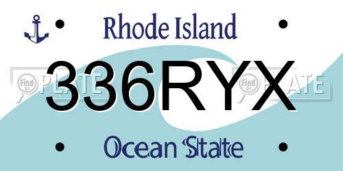 336RYX Rhode Island License Plate