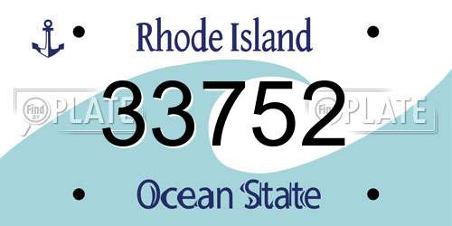 33752 Rhode Island License Plate