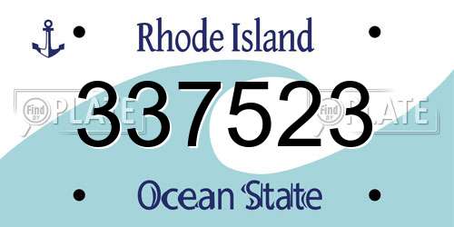 337523 Rhode Island License Plate