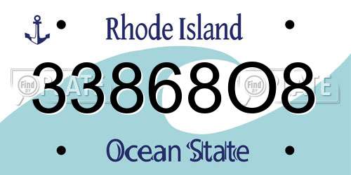 33868O8 Rhode Island License Plate