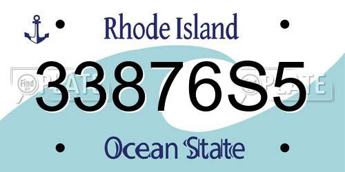 33876S5 Rhode Island License Plate