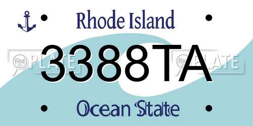 3388TA Rhode Island License Plate