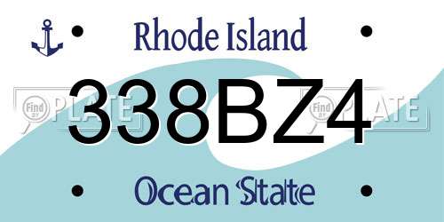 338BZ4 Rhode Island License Plate