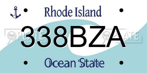 338BZA Rhode Island License Plate