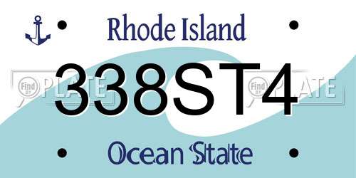 338ST4 Rhode Island License Plate