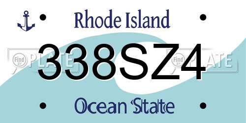 338SZ4 Rhode Island License Plate