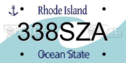 338SZA Rhode Island License Plate