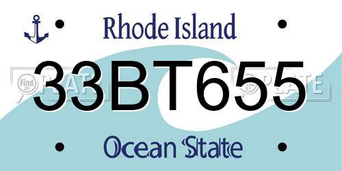 33BT655 Rhode Island License Plate