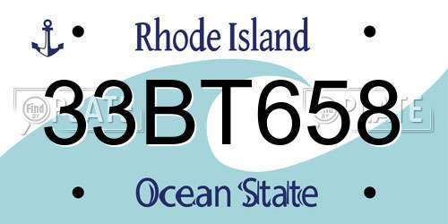 33BT658 Rhode Island License Plate