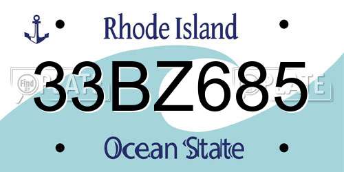 33BZ685 Rhode Island License Plate