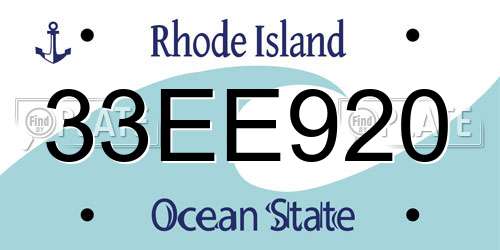 33EE920 Rhode Island License Plate