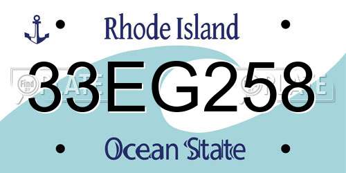 33EG258 Rhode Island License Plate
