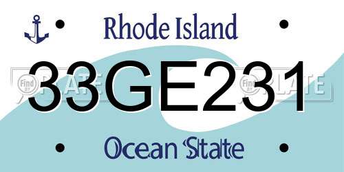 33GE231 Rhode Island License Plate