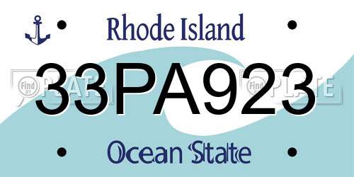 33PA923 Rhode Island License Plate