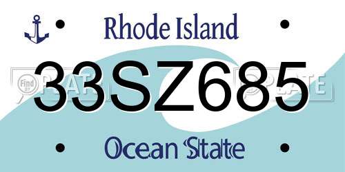 33SZ685 Rhode Island License Plate