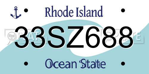 33SZ688 Rhode Island License Plate