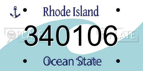 340106 Rhode Island License Plate