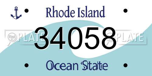 34058 Rhode Island License Plate