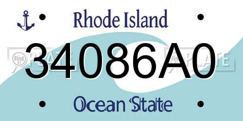 34086A0 Rhode Island License Plate