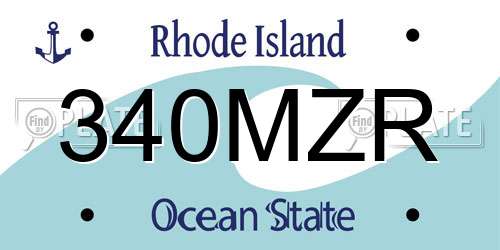 340MZR Rhode Island License Plate