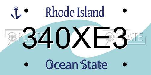 340XE3 Rhode Island License Plate