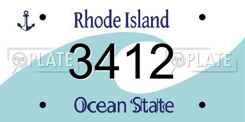 3412 Rhode Island License Plate