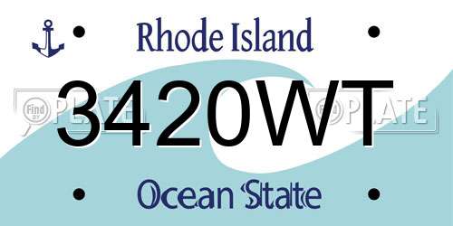 3420WT Rhode Island License Plate