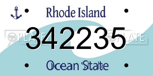 342235 Rhode Island License Plate