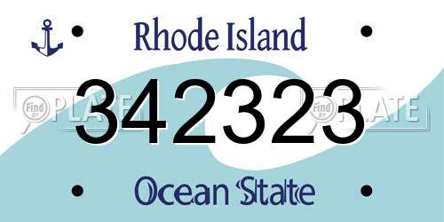 342323 Rhode Island License Plate