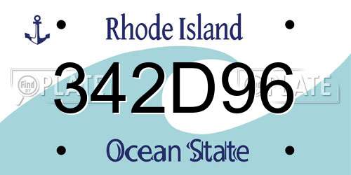342D96 Rhode Island License Plate