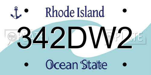 342DW2 Rhode Island License Plate