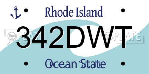 342DWT Rhode Island License Plate