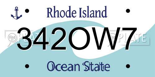 342OW7 Rhode Island License Plate