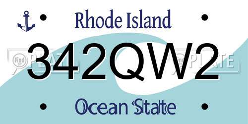 342QW2 Rhode Island License Plate