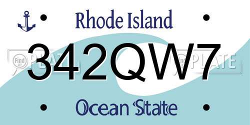 342QW7 Rhode Island License Plate
