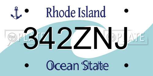 342ZNJ Rhode Island License Plate