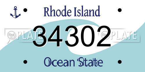 34302 Rhode Island License Plate