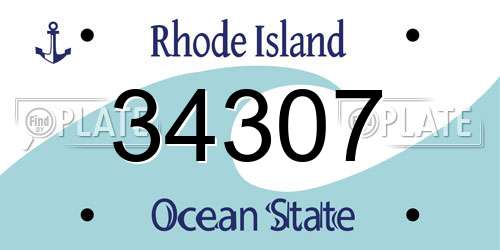 34307 Rhode Island License Plate