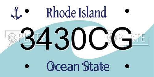 3430CG Rhode Island License Plate
