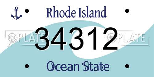 34312 Rhode Island License Plate