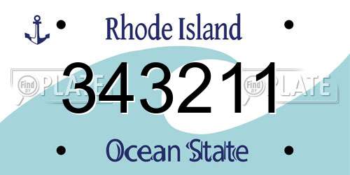 343211 Rhode Island License Plate