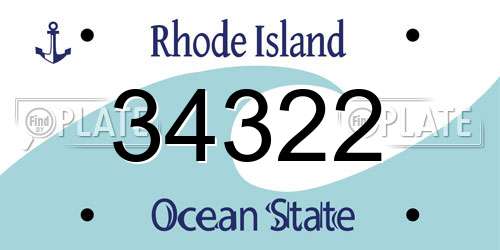 34322 Rhode Island License Plate