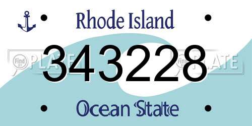 343228 Rhode Island License Plate