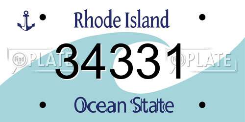 34331 Rhode Island License Plate
