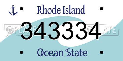 343334 Rhode Island License Plate