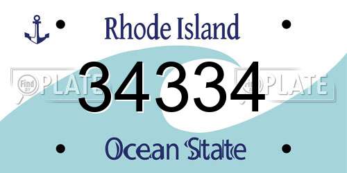 34334 Rhode Island License Plate