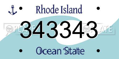 343343 Rhode Island License Plate