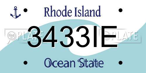 3433IE Rhode Island License Plate