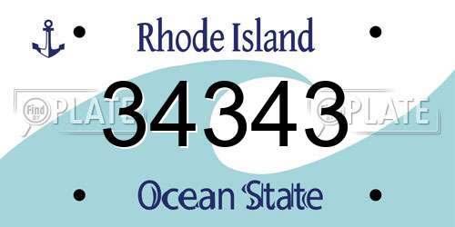 34343 Rhode Island License Plate